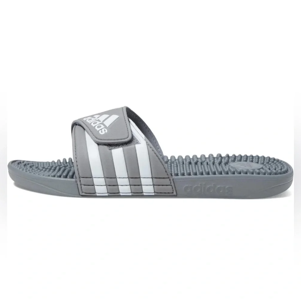 Adidas Unisex Adissage Slides Sandal Grey and White 18 US Men New